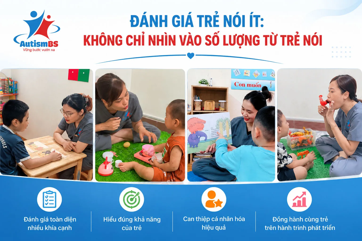 Đánh giá trẻ nói ít: Không chỉ nhìn vào số lượng từ trẻ nói.