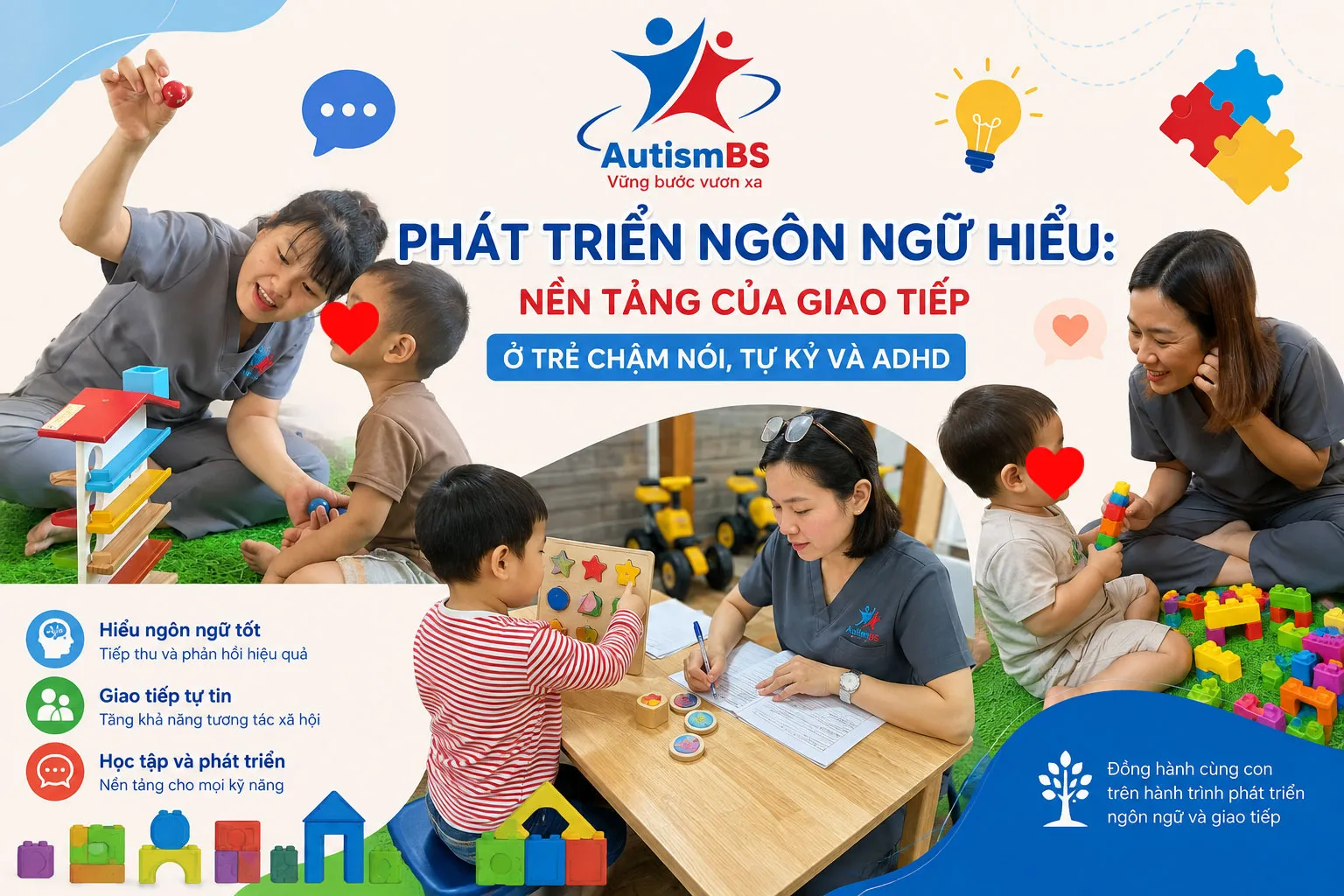 Phát triển ngôn ngữ hiểu: Nền tảng của giao tiếp ở trẻ chậm nói, tự kỷ và ADHD.