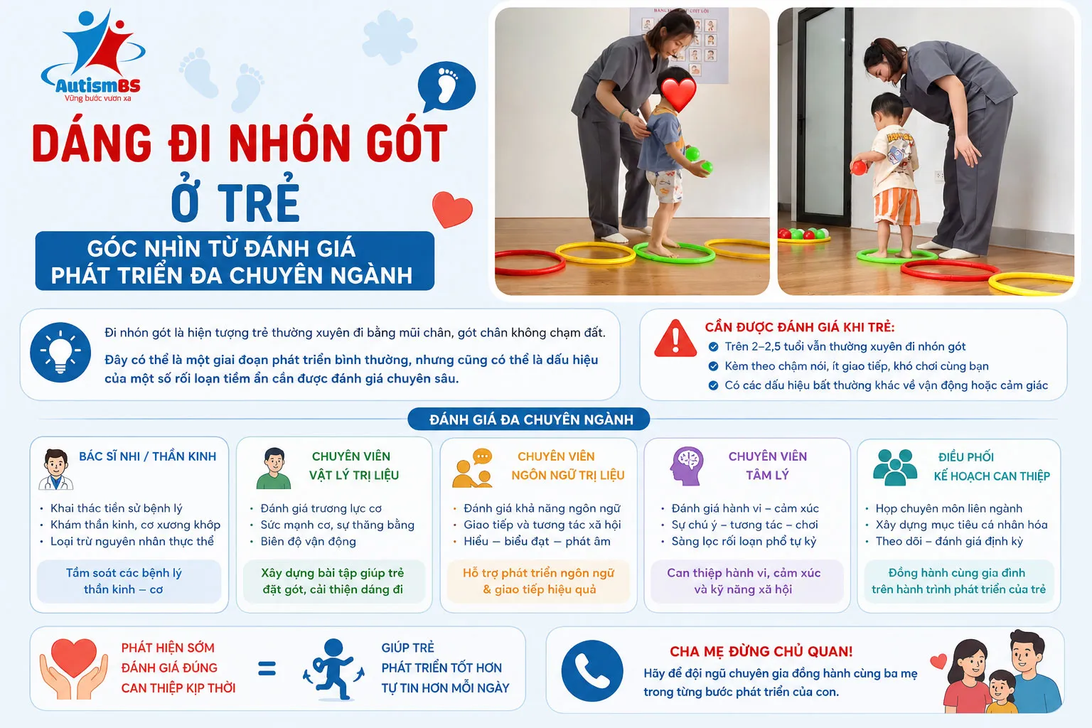Dáng đi nhón gót ở trẻ: Góc nhìn từ đánh giá phát triển đa chuyên ngành.